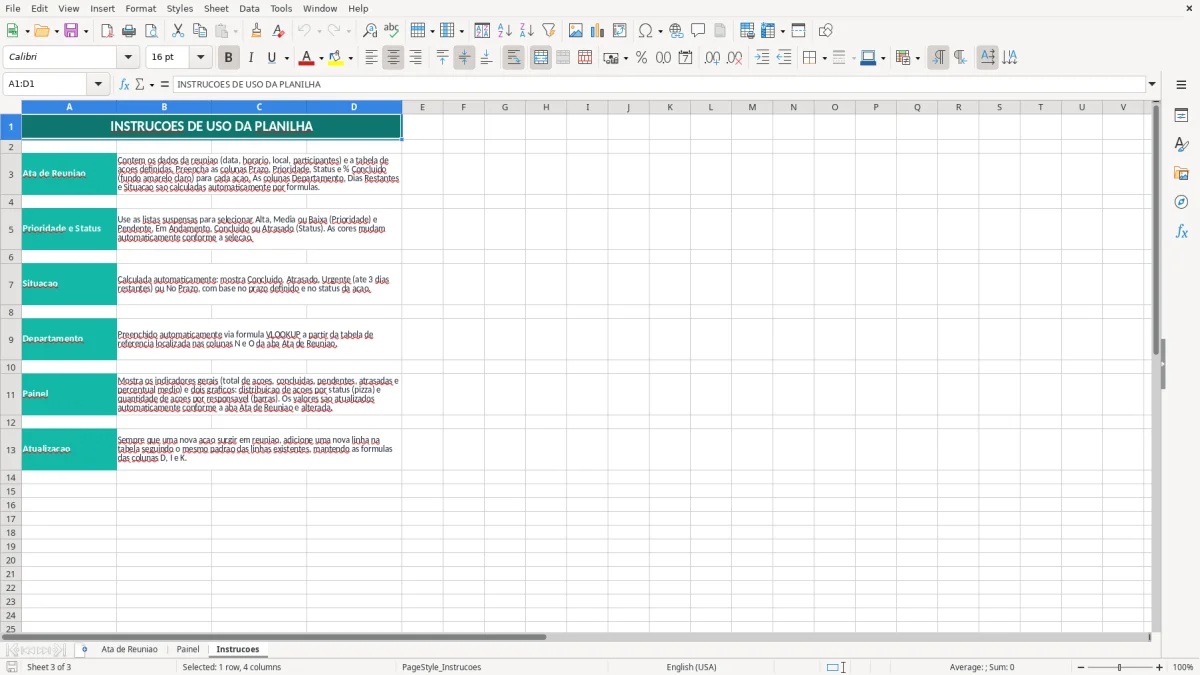 Captura 3: aba Instrucoes - Planilha Excel ata de reuniao