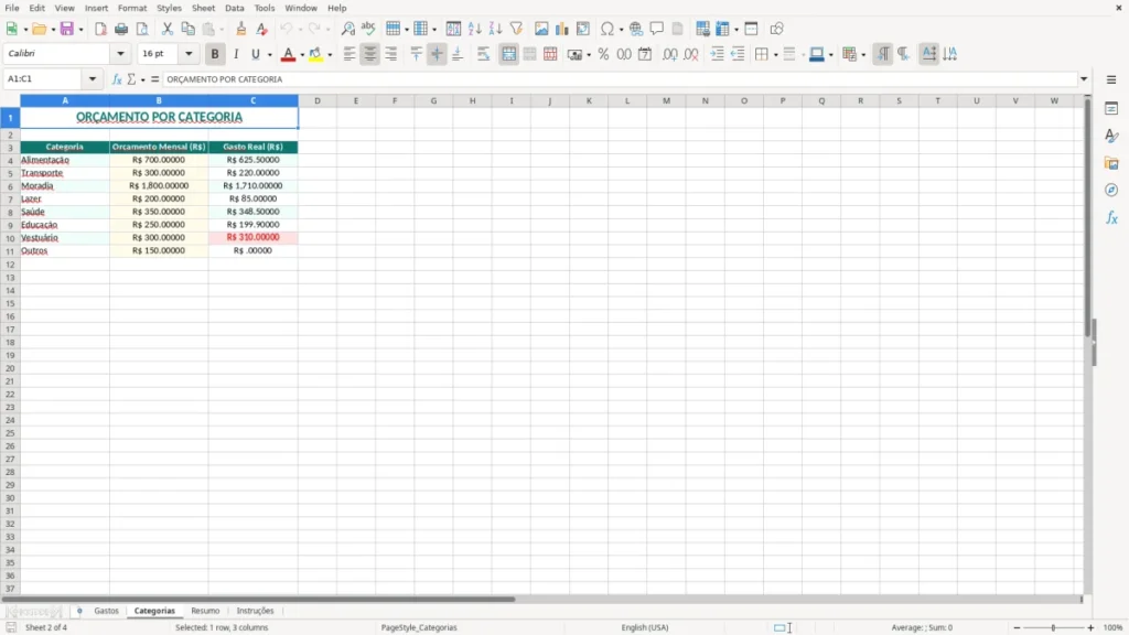 Categorias – Controle de Gastos Excel – Planilha Pessoal (2026)