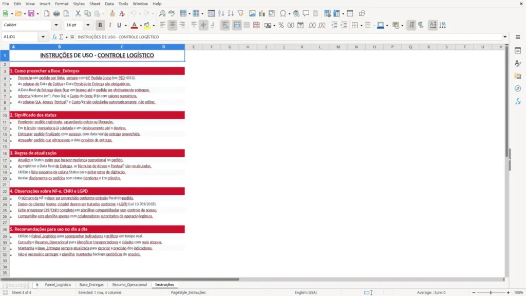 Instruções – Controle Logística Excel – Planilha Grátis (2026)