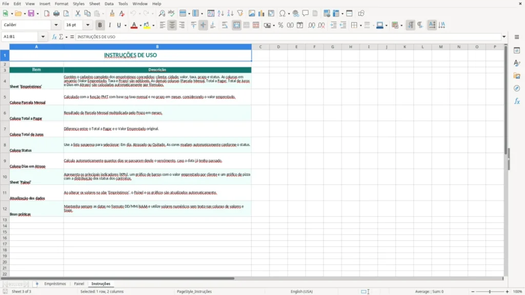 Instruções – Empréstimo Excel – Planilha Grátis (2026)
