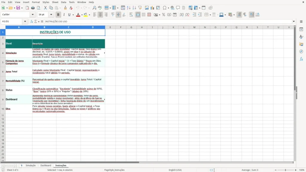 Instruções – Juros compostos Excel – Planilha grátis (2026)