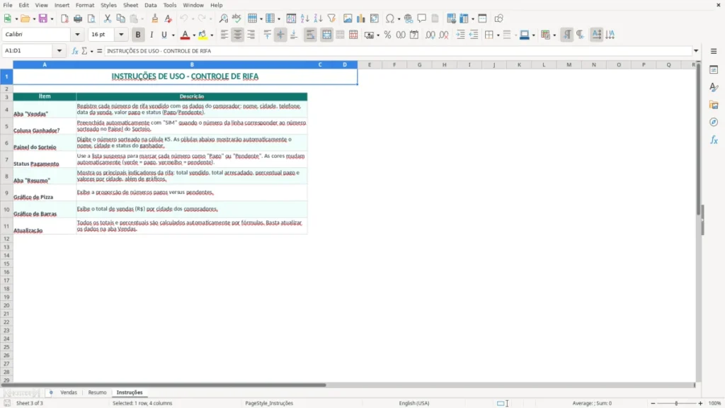 Instruções – Rifa Excel – Planilha Grátis (2026)