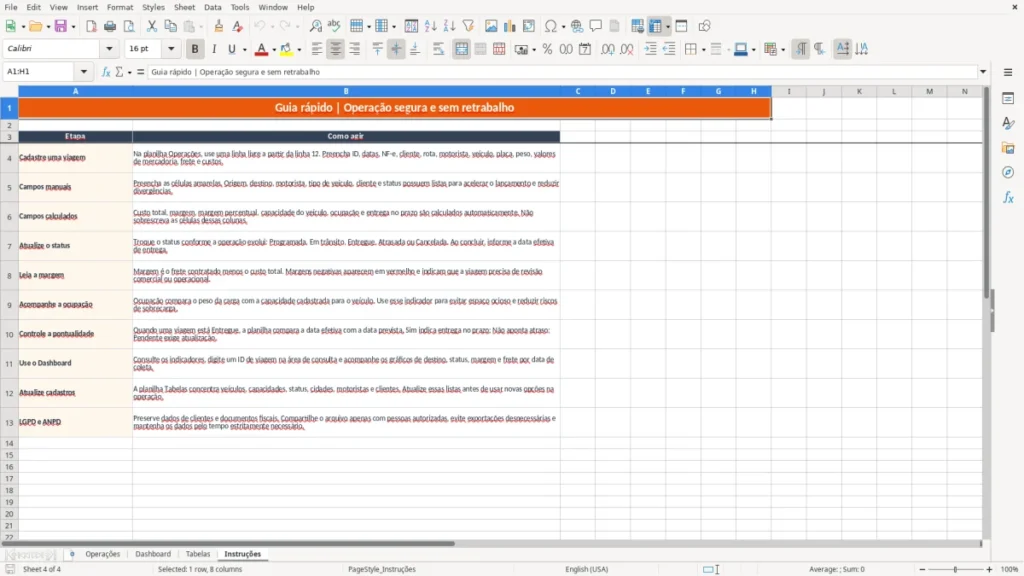 Instruções – Transportadora Excel – Planilha Grátis (2026)