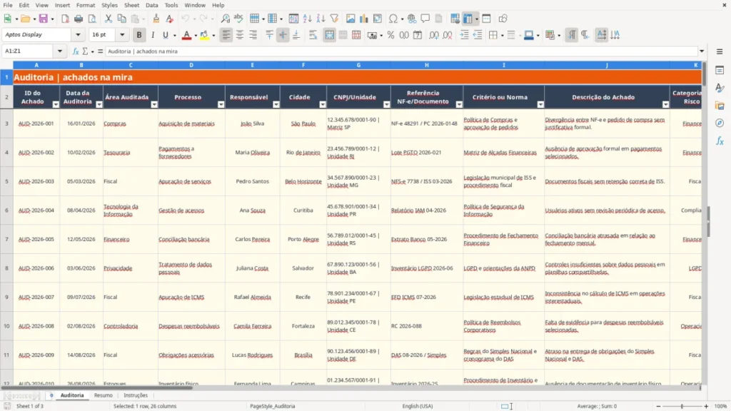 Auditoria – Auditoria Excel – Planilha Grátis (2026)