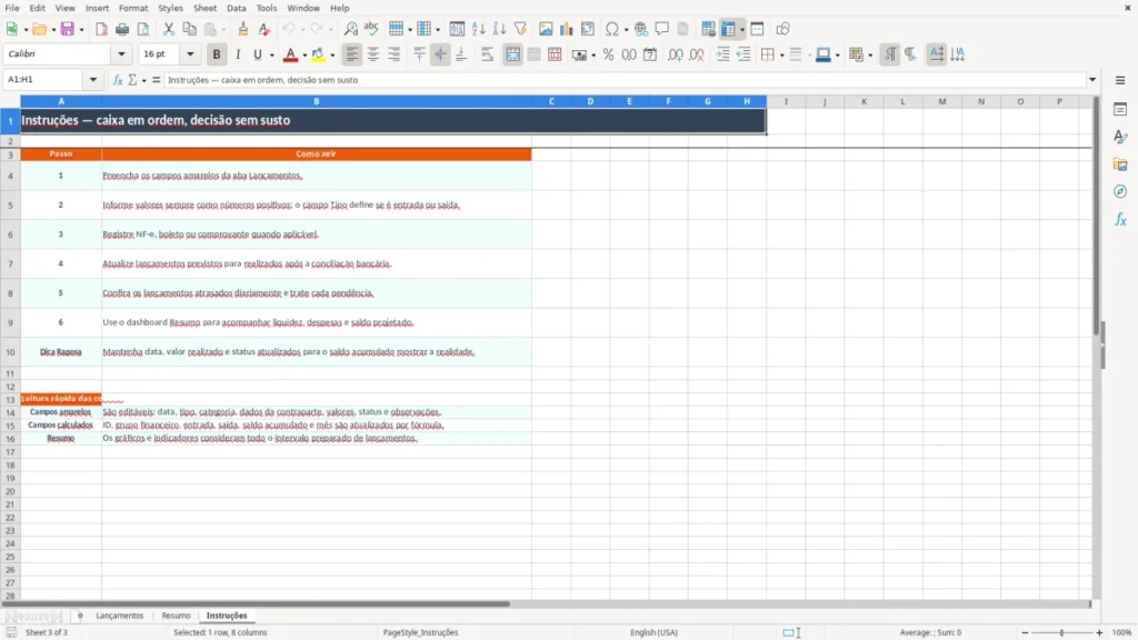 Instruções – Fluxo de Caixa Excel – Planilha Grátis (2026)