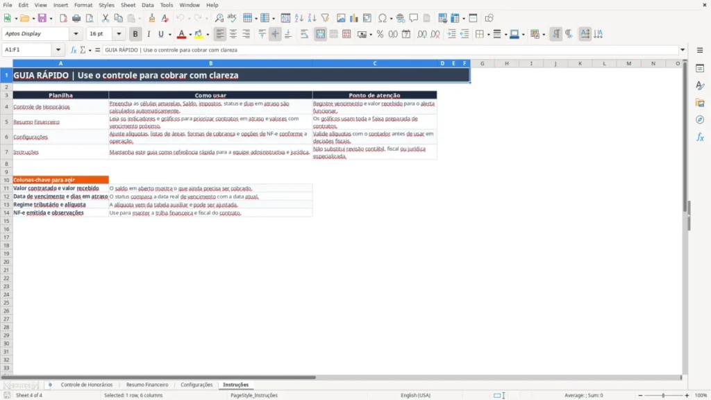 Instruções – Honorários advocatícios Excel – Planilha Grátis (2026)