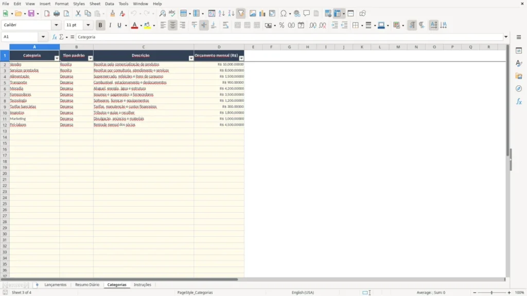 Categorias – Controle financeiro Excel – Planilha diária grátis (2026)